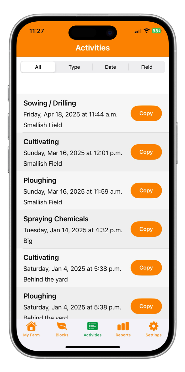 TillageTrack features demonstration showing field management interface